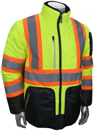 Radians SJ510X-3ZGS Quilted Reversible Hi Vis Jacket with Zip-Off Sleeves X-Back