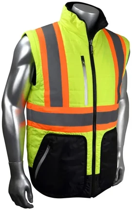 Radians SJ510X-3ZGS Quilted Reversible Hi Vis Jacket with Zip-Off Sleeves X-Back
