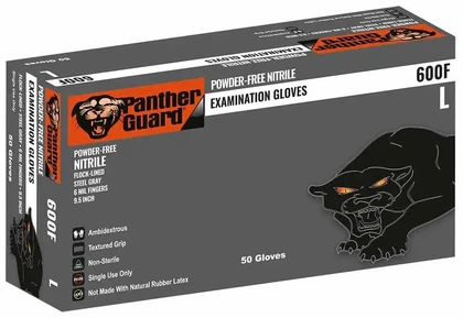 Global Glove Panther Guard Premium 6 Mil Nitrile Exam Flock Lined Powder Free Gloves