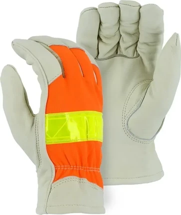 Majestic 1951 Hi Vis Thinsulate Lined Cowhide Drivers Gloves