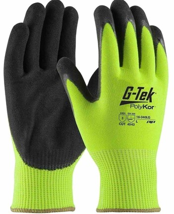 PIP G-Tek 16-340 Hi Vis Polykor Blended Double-Dipped Nitrile Coated Cut Level 5 Gloves With Micr...